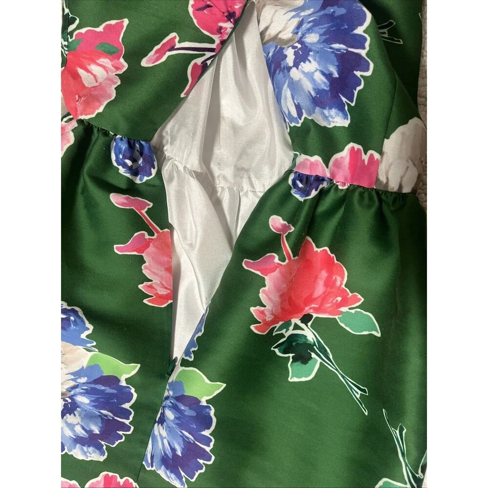 Kate Spade Stelli In Full Bloom Dress Size 10 Green Floral Fit Flare